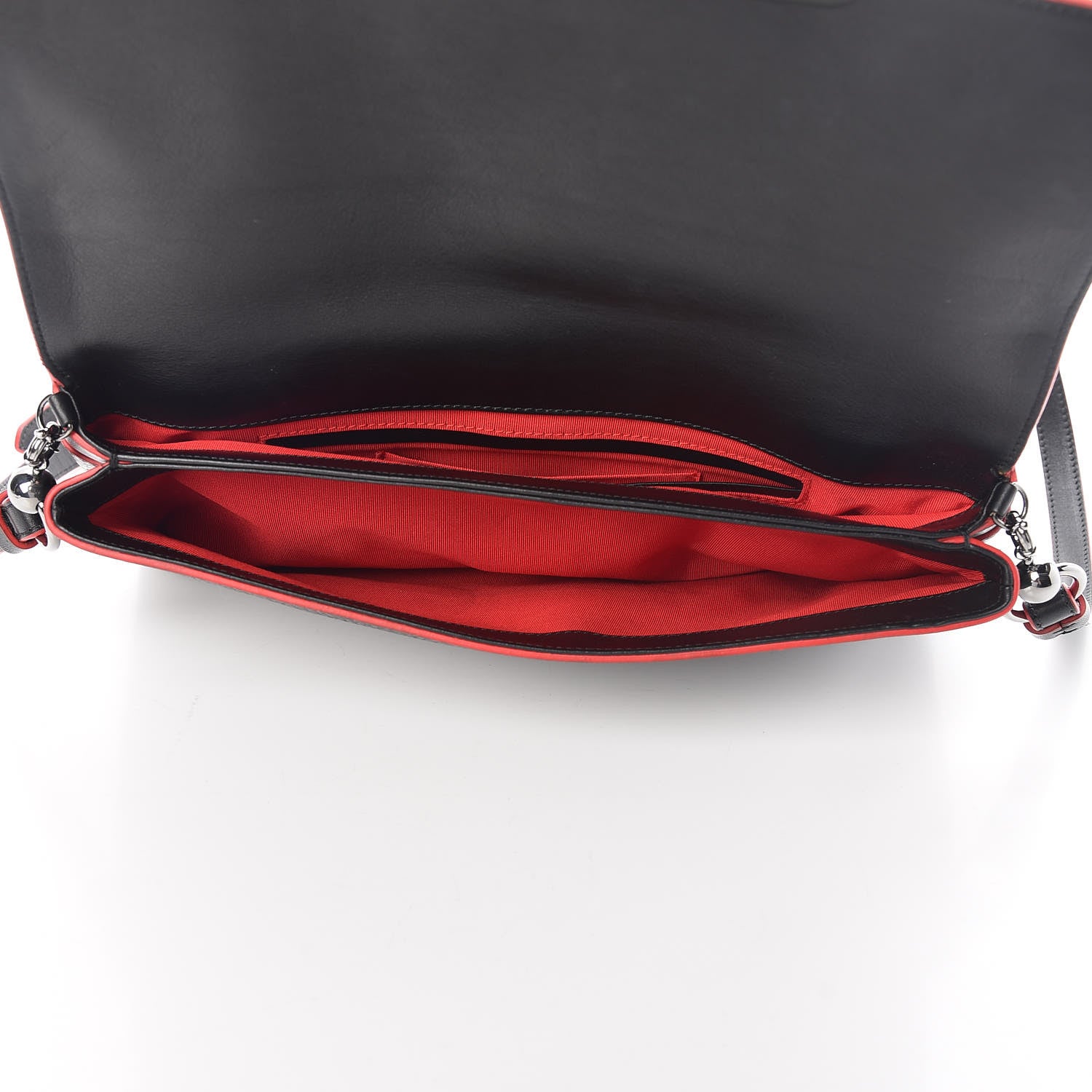 Christian Louboutin Calfskin Rougissime Flap Crossbody Clutch Black 6 of 10