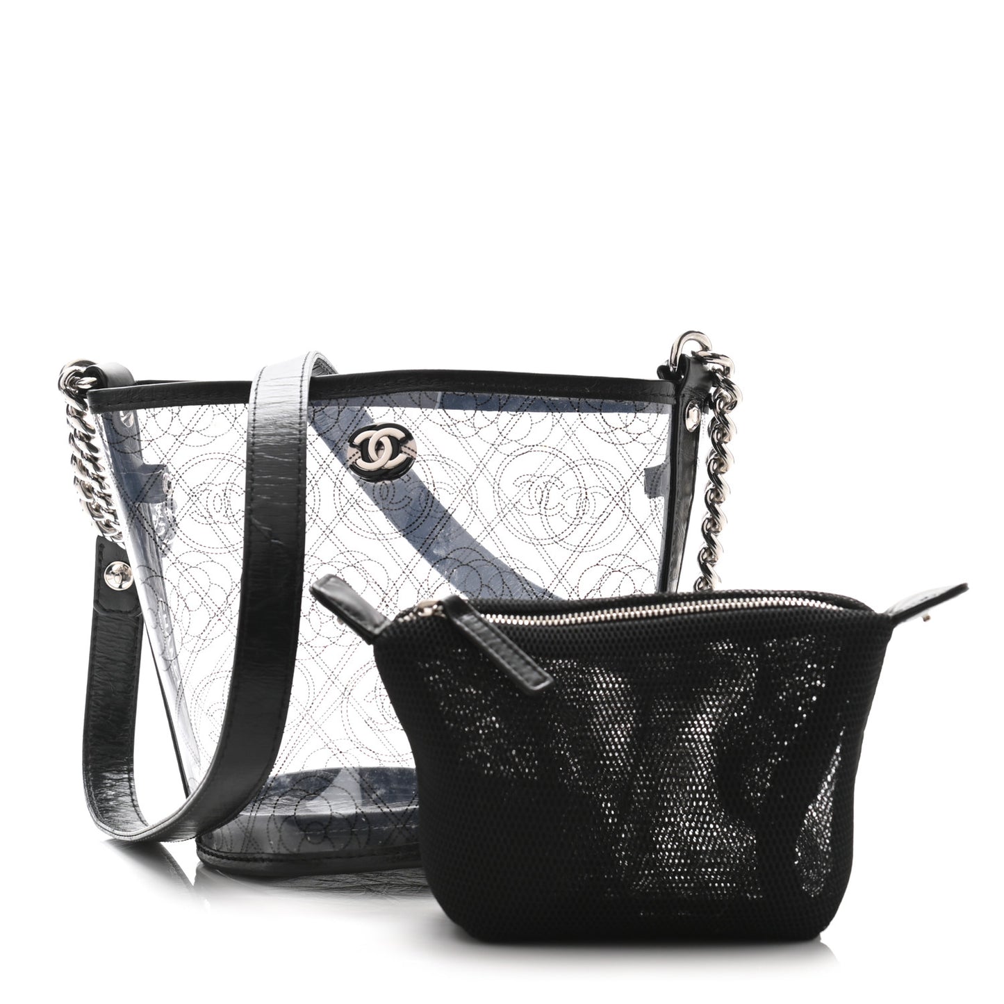 Crumpled Calfskin PVC Bucket Bag Black