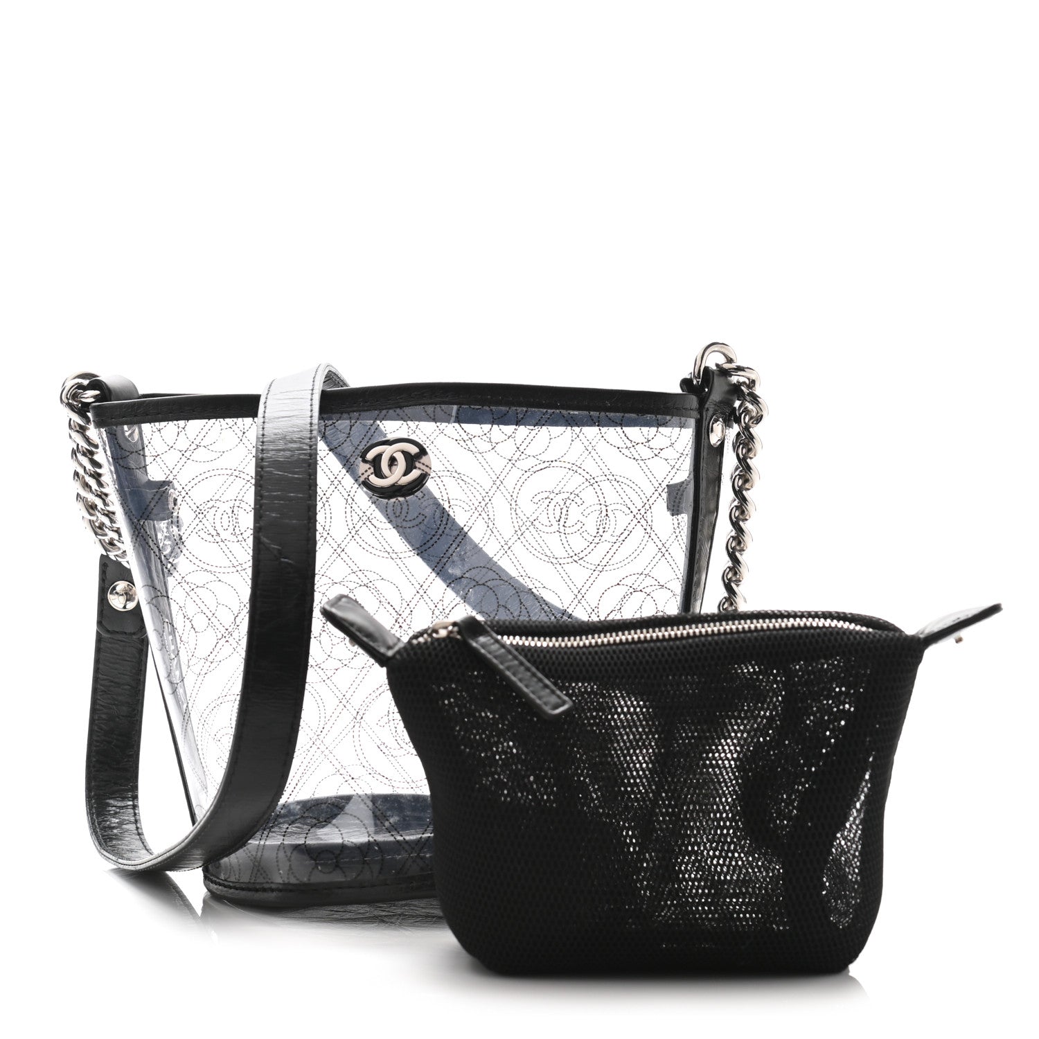 Chanel Crumpled Calfskin PVC Bucket Bag Black 2 of 11