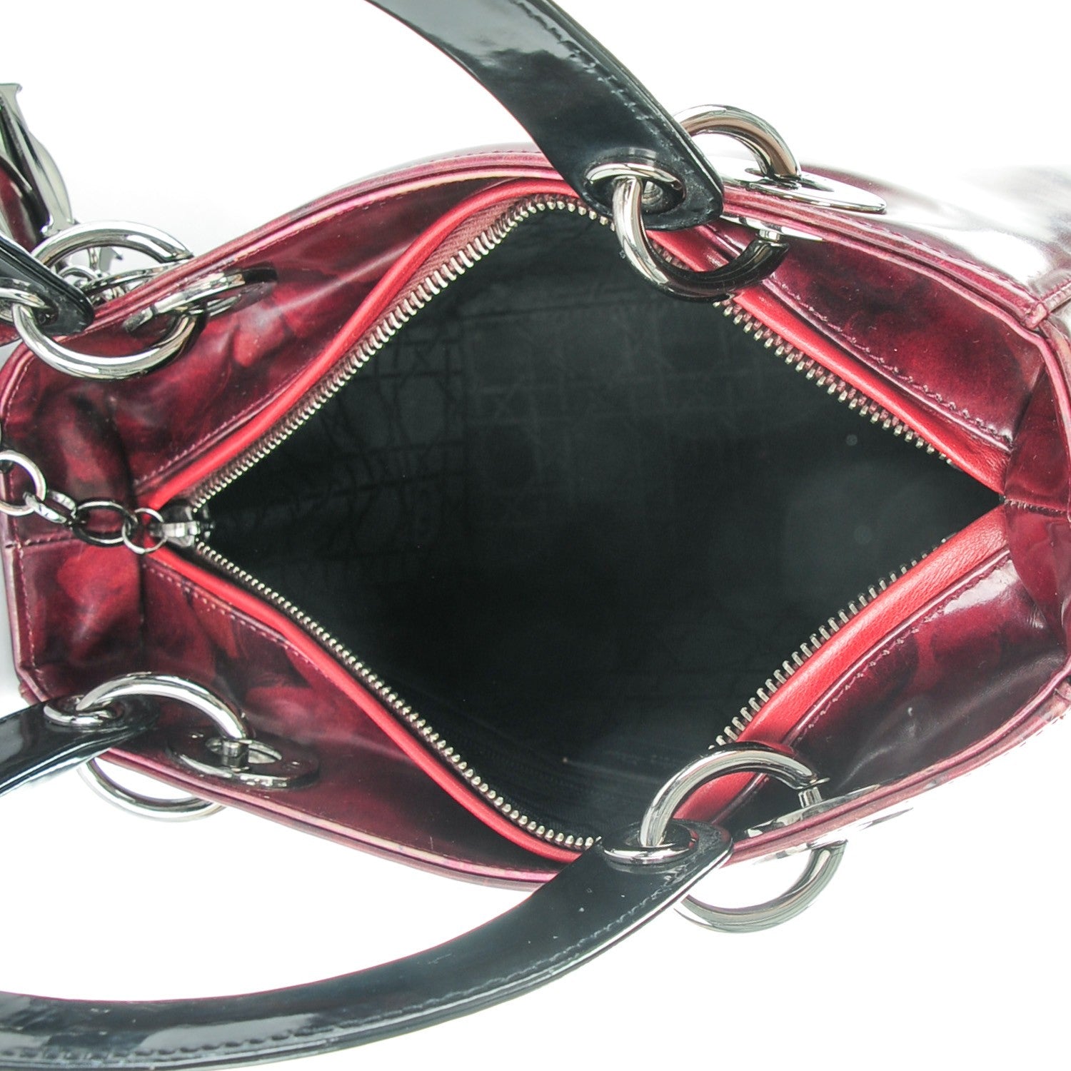 Christian Dior Patent Medium Floral Lady Dior Burgundy 5 of 9