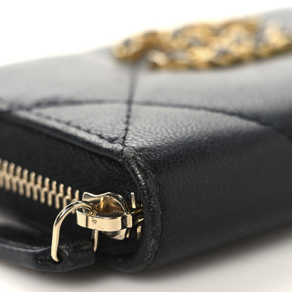 Chanel Lambskin Quilted Chanel 19 Zip Around Coin Purse Wallet Black 8 of 11