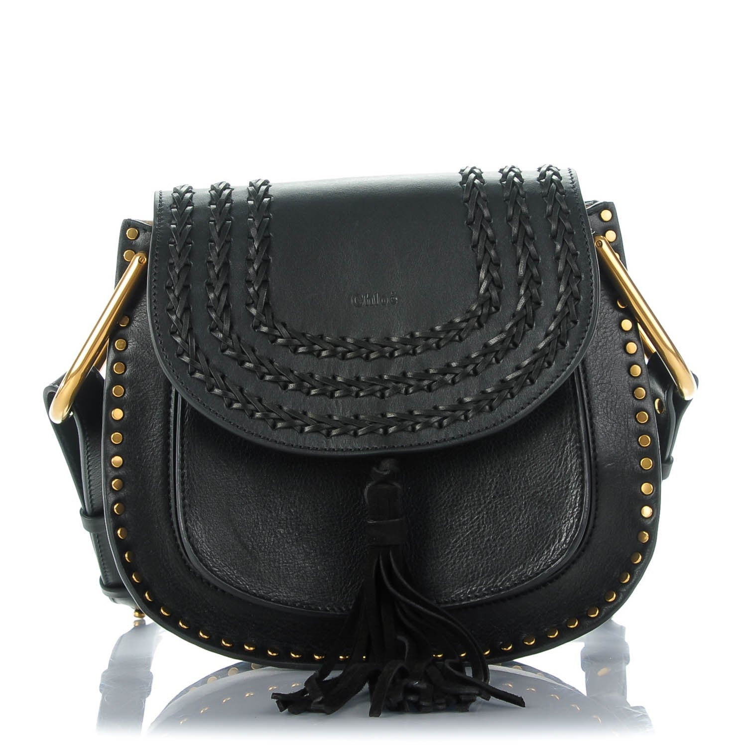 Chloe Calfskin Braided Small Hudson Shoulder Bag Black 1 of 7