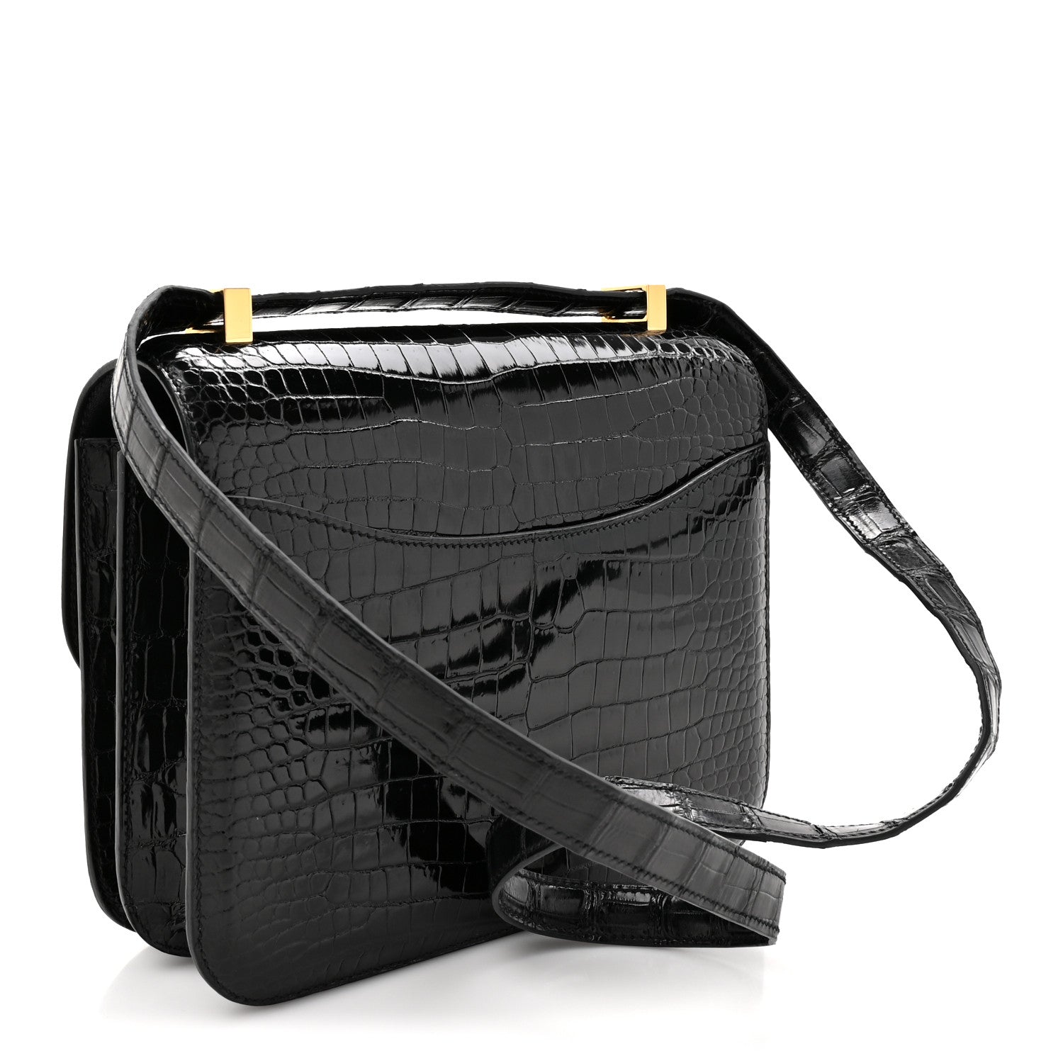 Hermes Shiny Porosus Crocodile Constance 24 Black 3 of 13