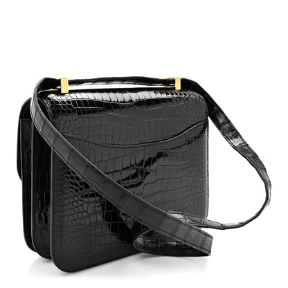 Hermes Shiny Porosus Crocodile Constance 24 Black 3 of 13