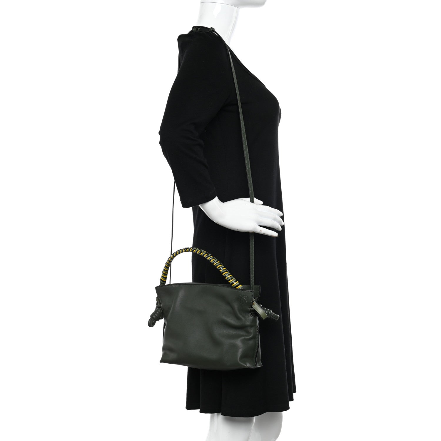 Loewe Calfskin Mini Flamenco Knot Short Strap Clutch Khaki 2 of 9