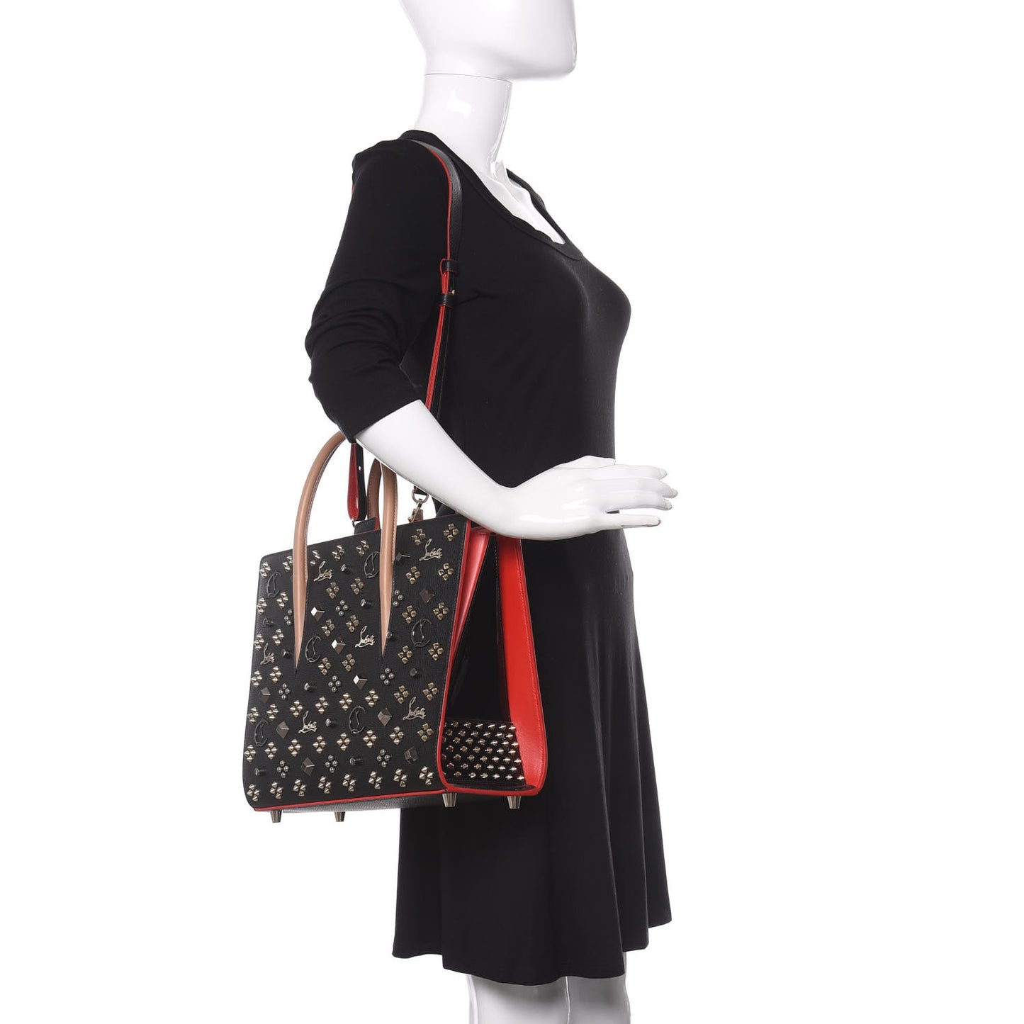 Calfskin Spikes Loubinthesky Medium Paloma Black Multimetal