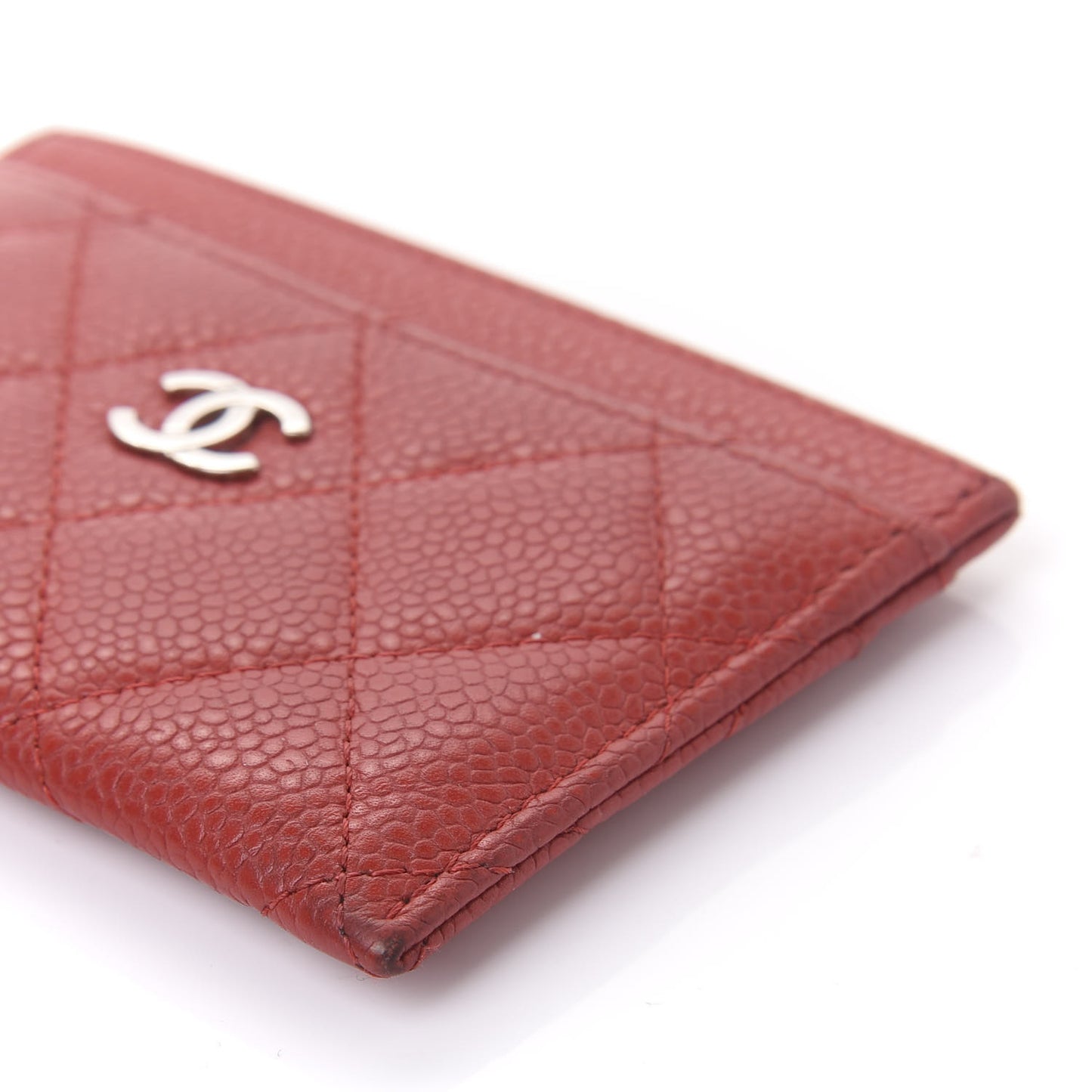 Caviar Quilted Card Holder Red