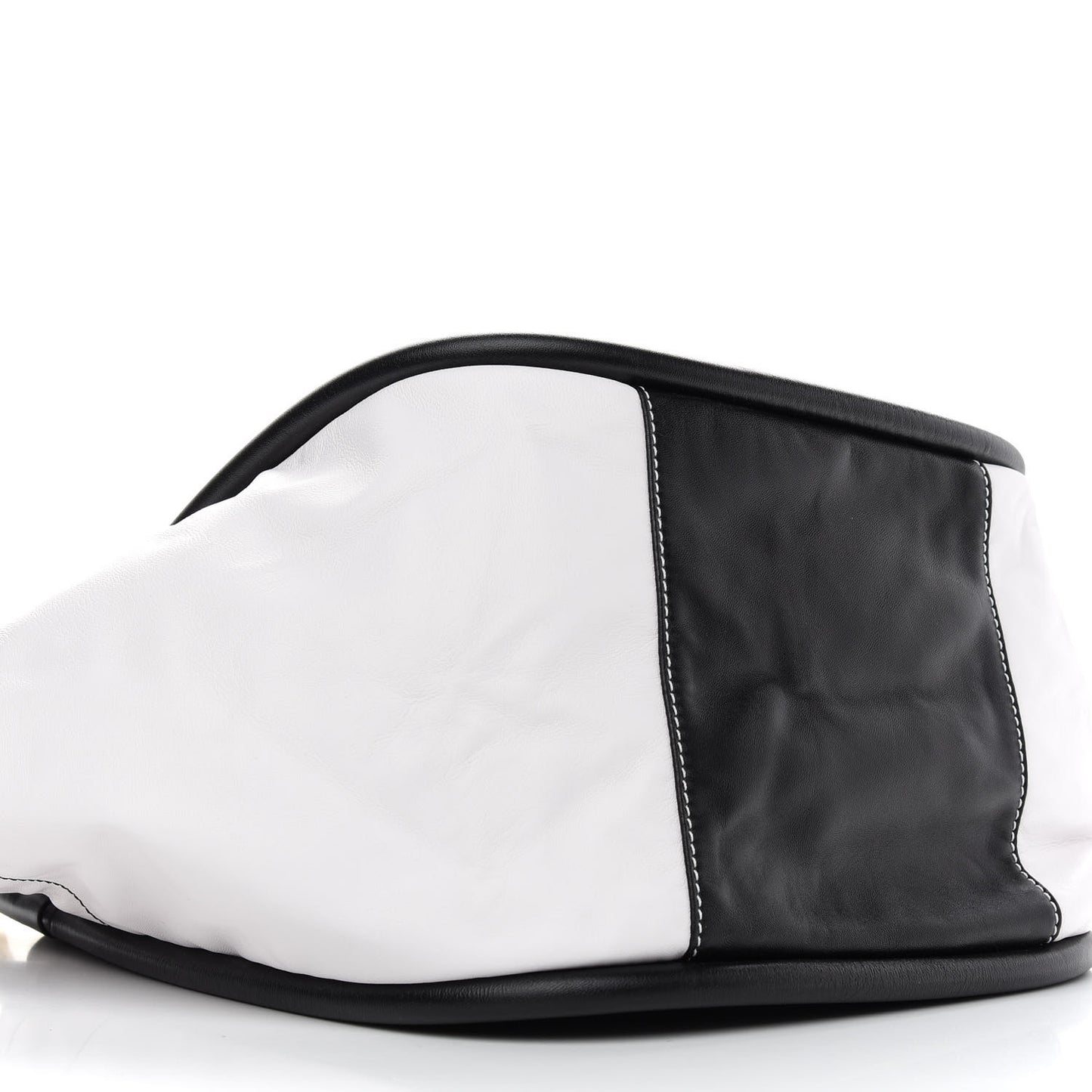 Nappa Colorblock Side Pockets Tote Black White