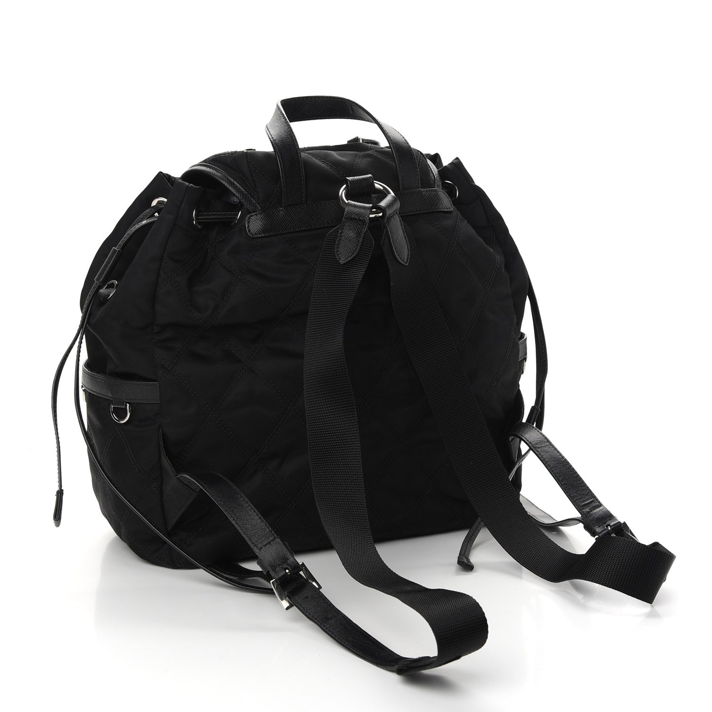 Tessuto Nylon Saffiano Vela Quilted Backpack Black