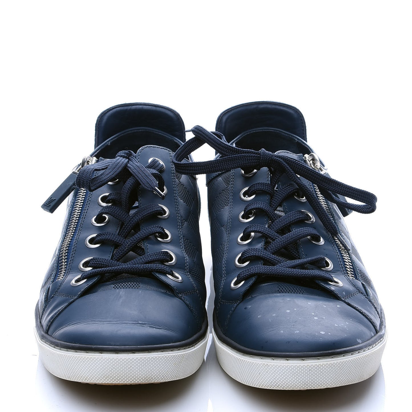 Calfskin Suede Damier Infini Mens Aventure Zip Up Sneaker 8 Cosmos