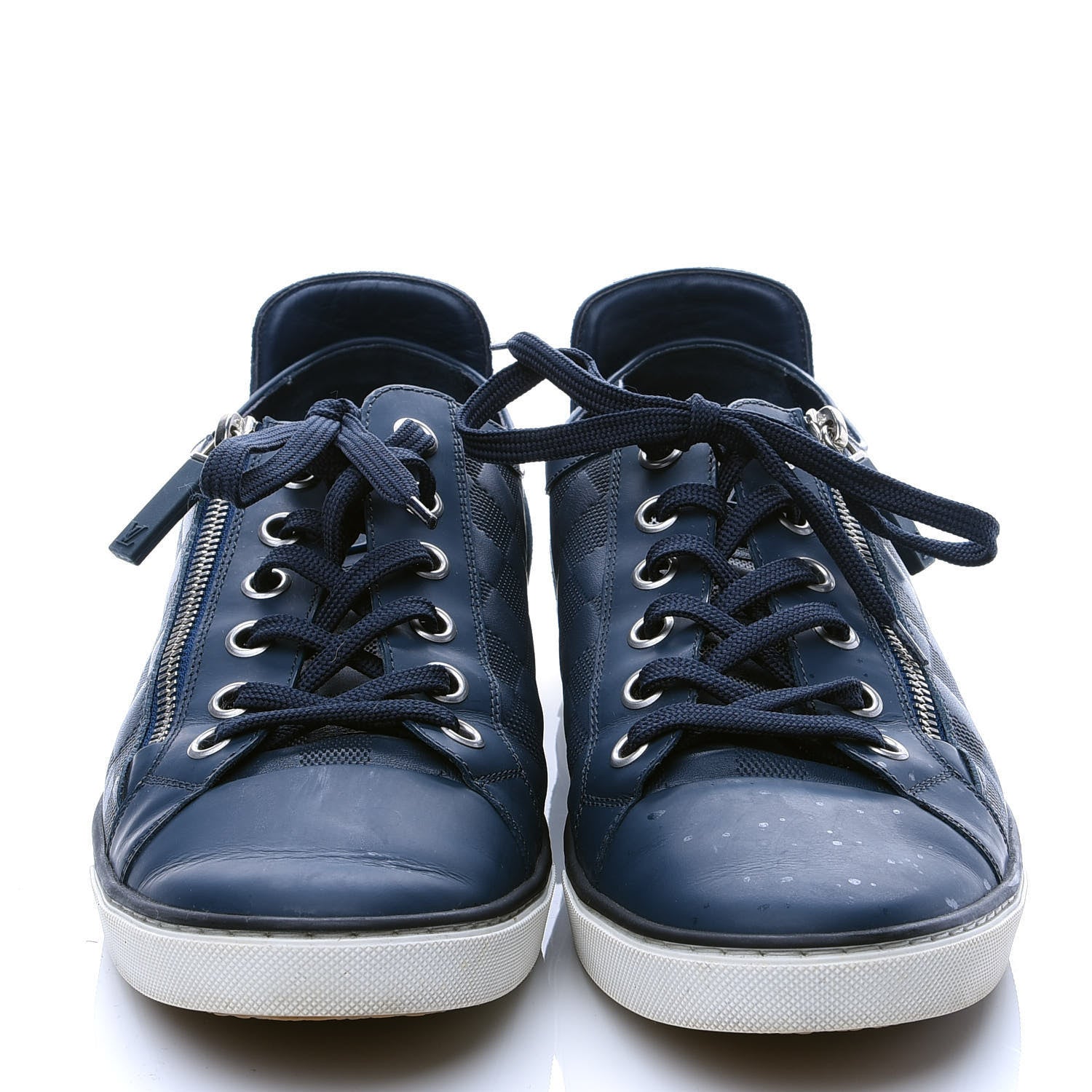 Louis Vuitton Calfskin Suede Damier Infini Mens Aventure Zip Up Sneaker 8 Cosmos 4 of 8
