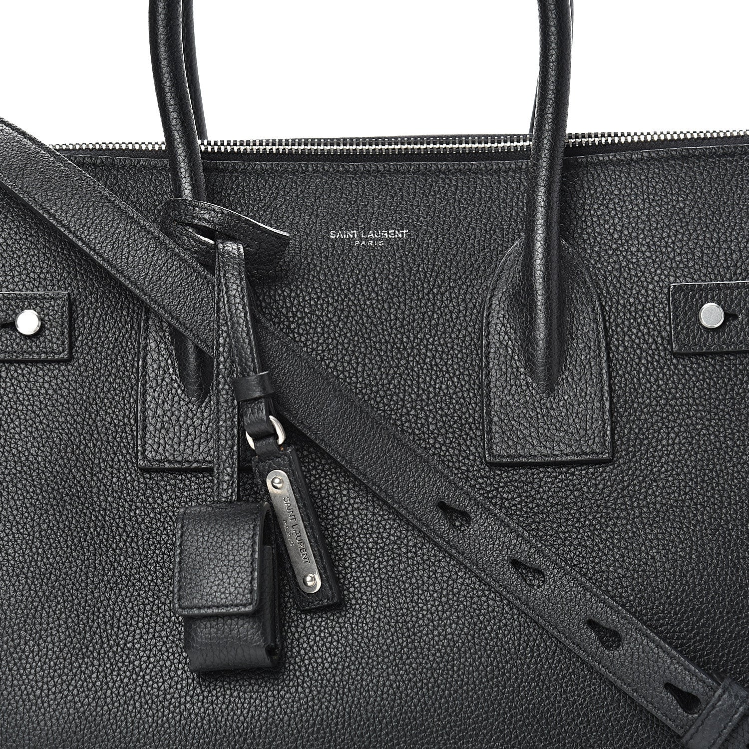 Saint Laurent Grained Calfskin Small Supple Sac De Jour Duffle Black 7 of 11