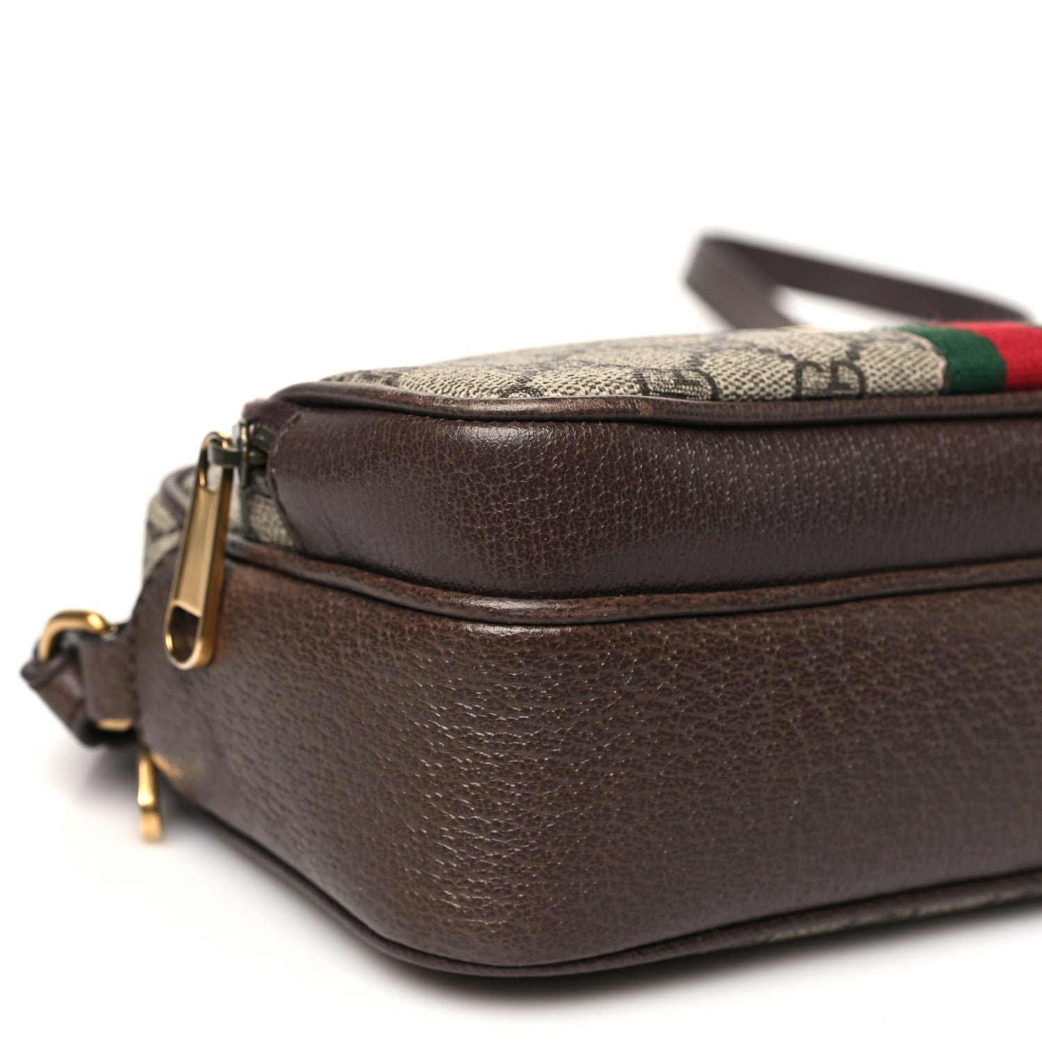 Gucci GG Supreme Monogram Textured Dollar Calfskin Web Mini Ophidia Convertible Shoulder Bag Beige Ebony New Acero 9 of 12