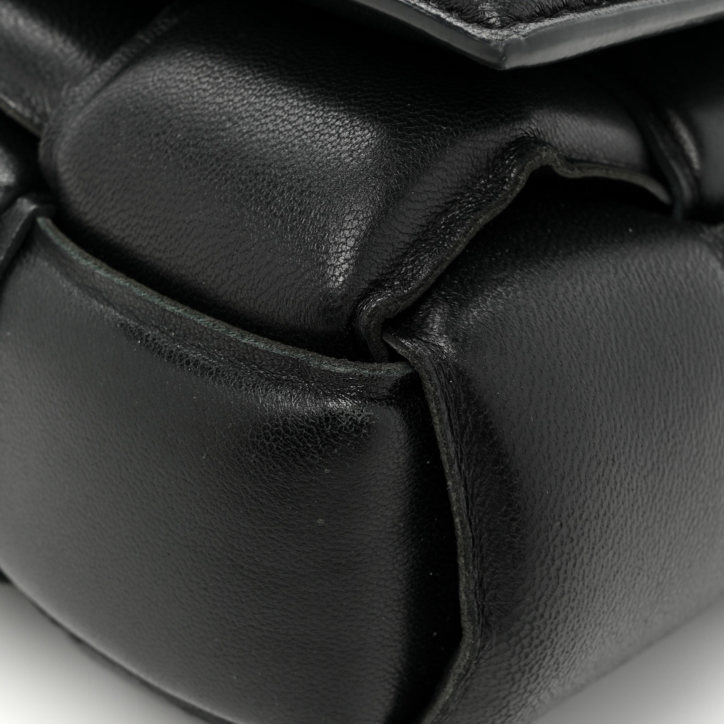 Lambskin Maxi Intreccio Padded Chain Cassette Crossbody Bag Black