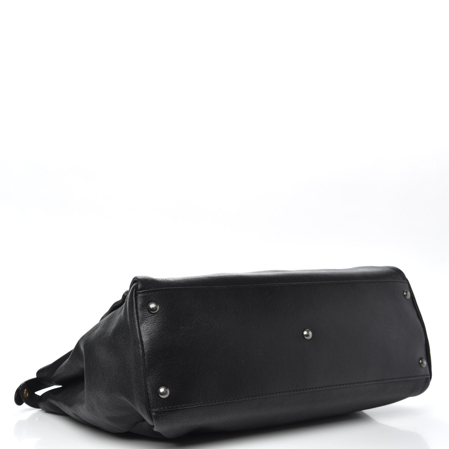 Fendi Goatskin Zucca Large Peekaboo Iconic Satchel Black Tobacco 4 of 10