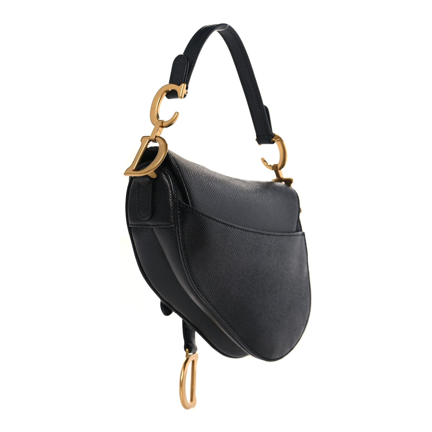 Grained Calfskin Mini Saddle Bag Black