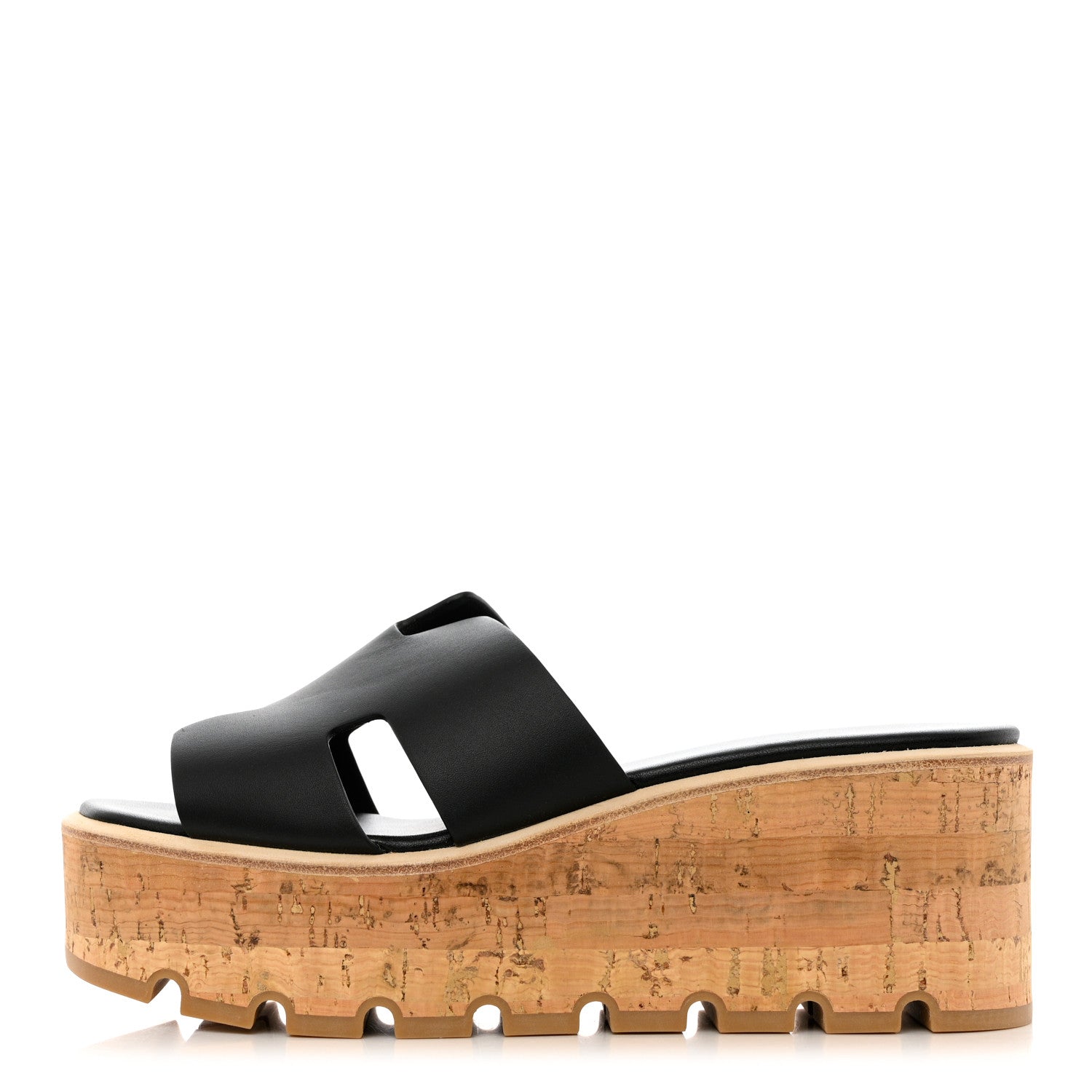 Hermes Calfskin Cork Eze 30 Sandals 38 Black 1 of 8
