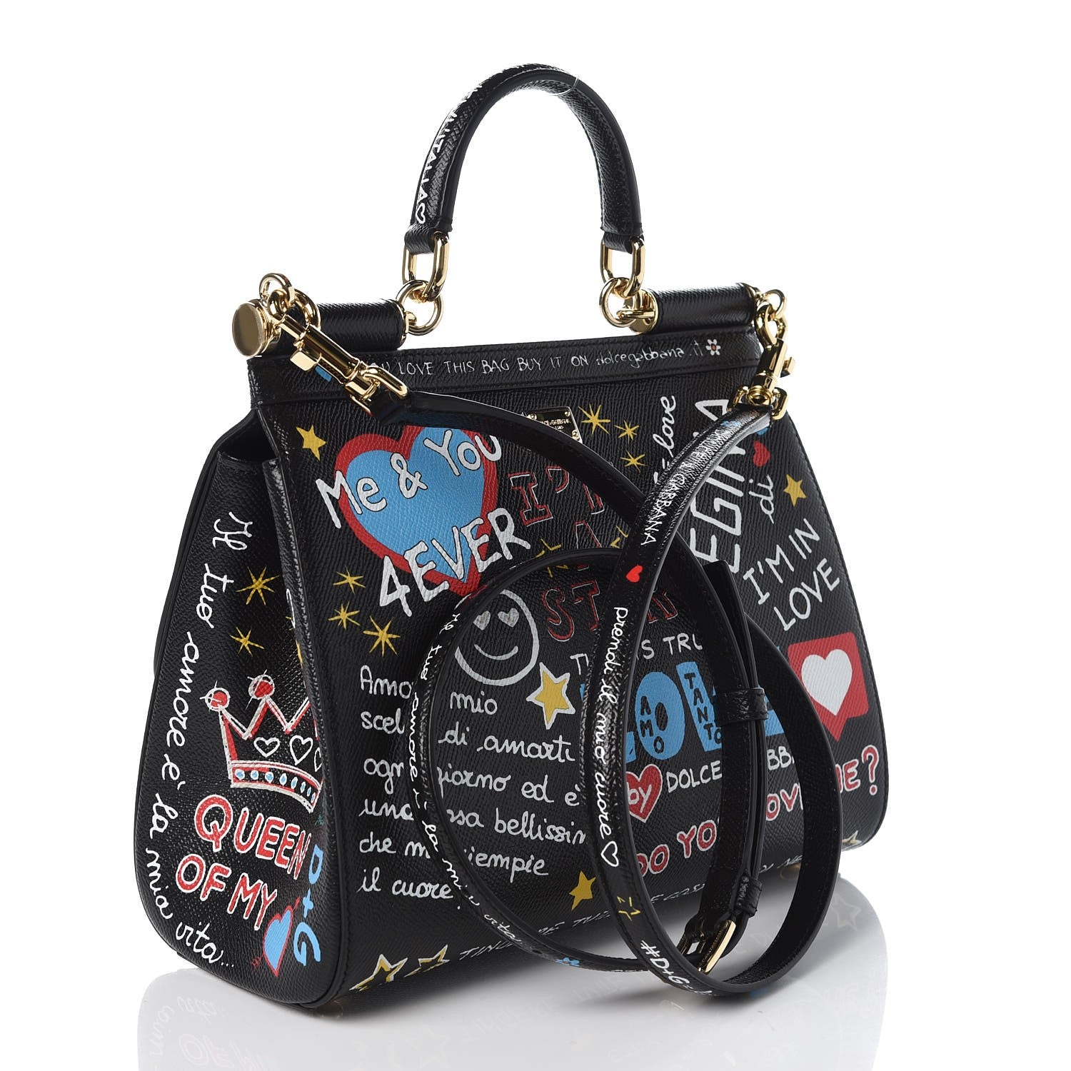Dolce & Gabbana Dauphine Printed Medium Miss Sicily Satchel Black 3 of 8