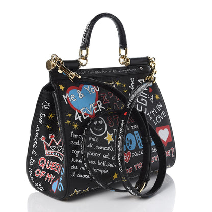 Dolce & Gabbana Dauphine Printed Medium Miss Sicily Satchel Black 3 of 8