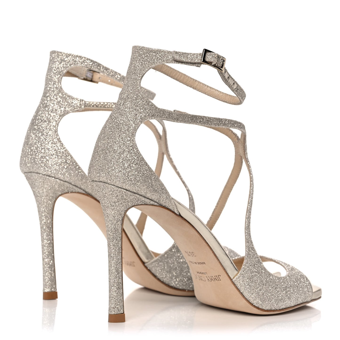 Dusty Glitter Azia 95 Strap Sandals 36.5 Platinum Ice