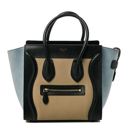 Celine Drummed Calfskin Micro Tri-Color Luggage Antarctic 1 of 9