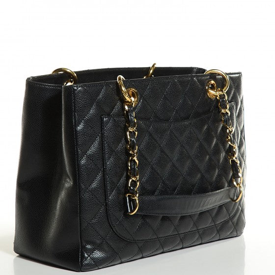 Caviar Quilted Grand Shopping Tote GST Black