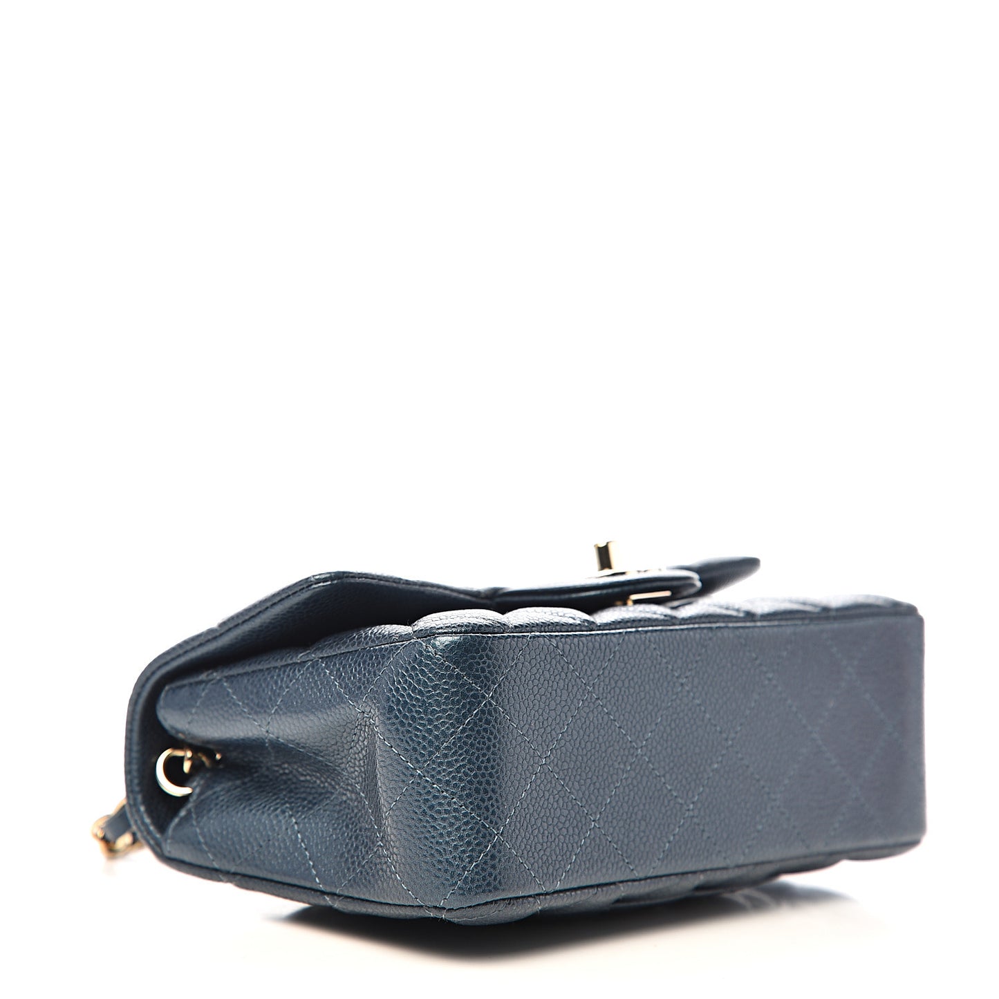 Iridescent Caviar Quilted Mini Rectangular Flap Blue