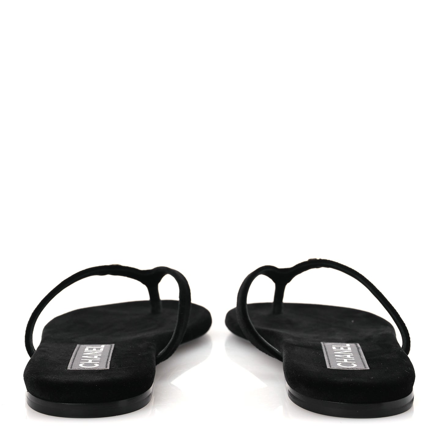 Velvet Crystal CC Thong Sandals 38 Black