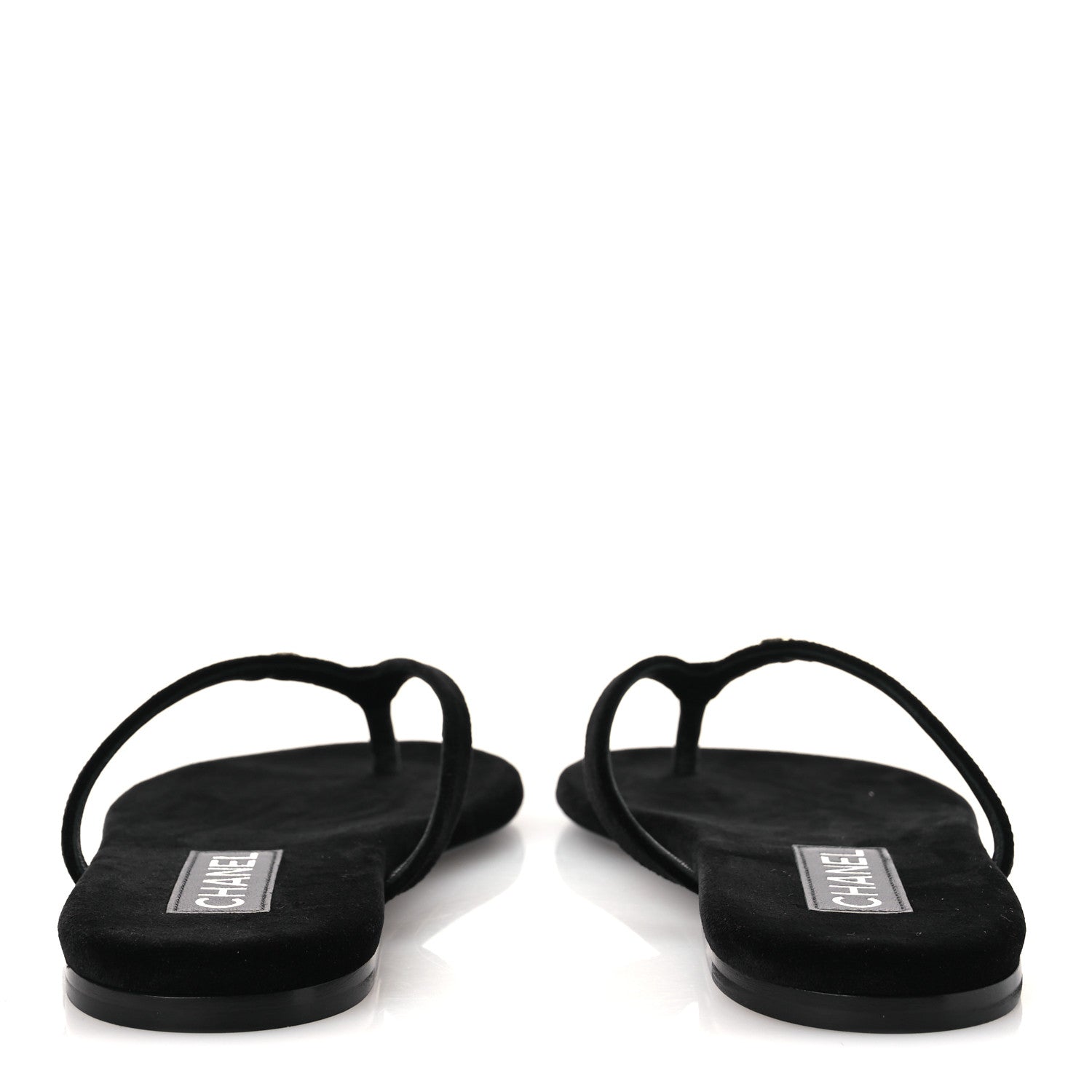 Chanel Velvet Crystal CC Thong Sandals 38 Black 6 of 11