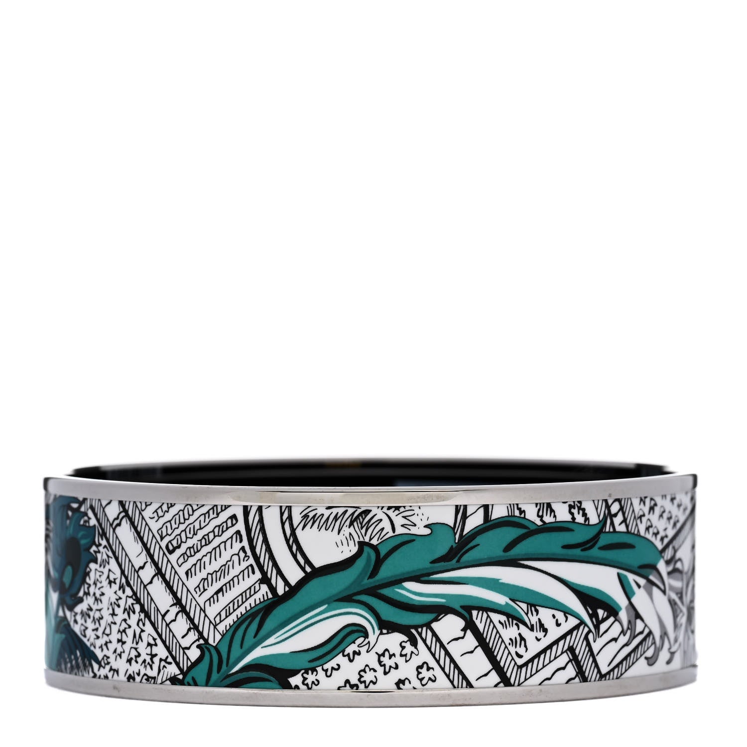Hermes Enamel Printed Wide Mythique Phoenix Bracelet 70 Pierres Et Cactus 3 of 5