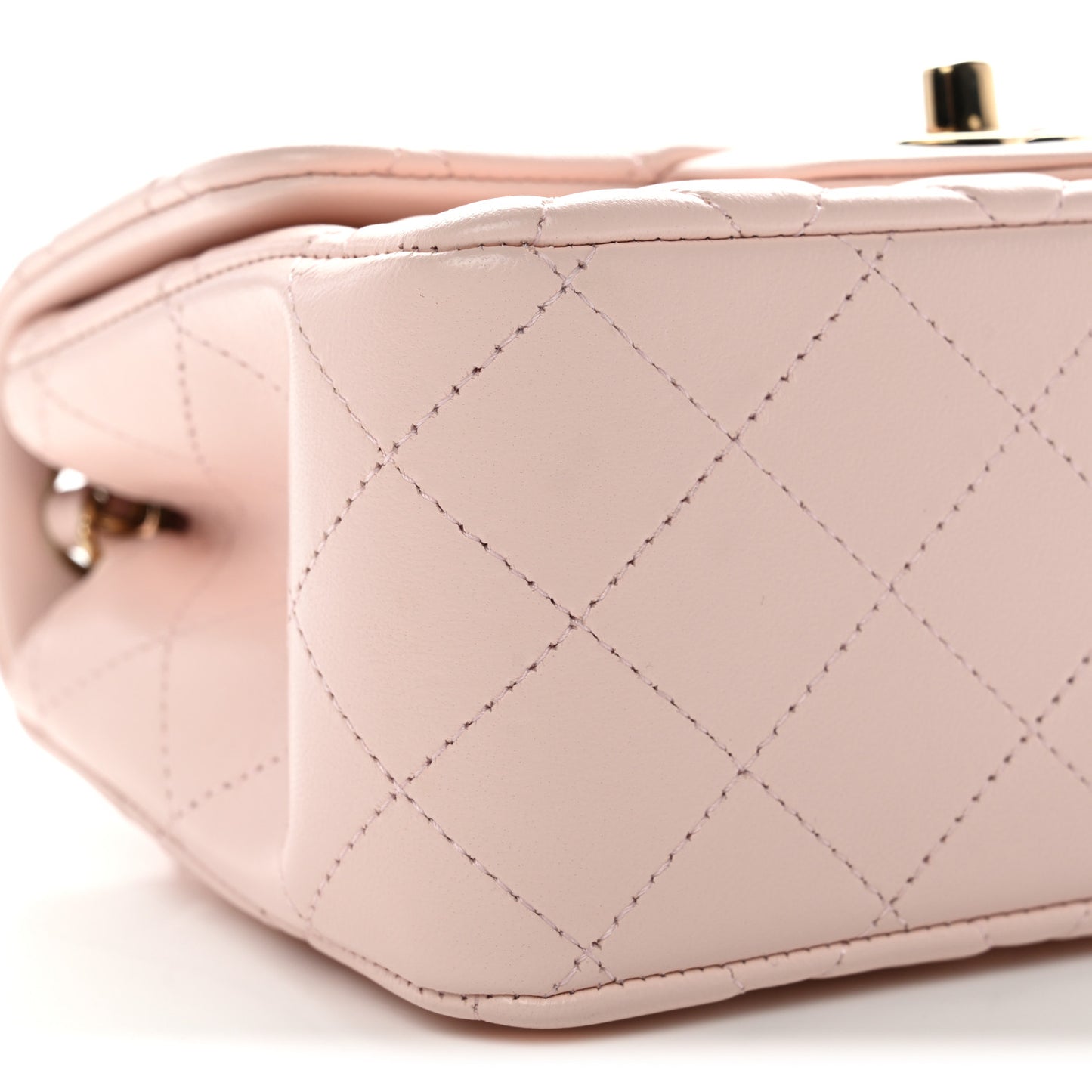 Lambskin Quilted Mini Square Flap Light Pink