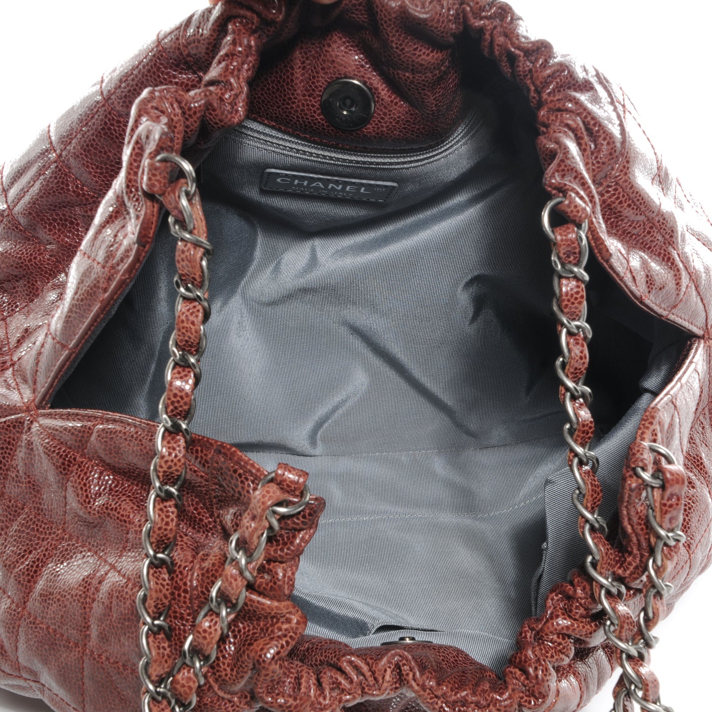 Caviar Elastic Shopper Tote Bordeaux