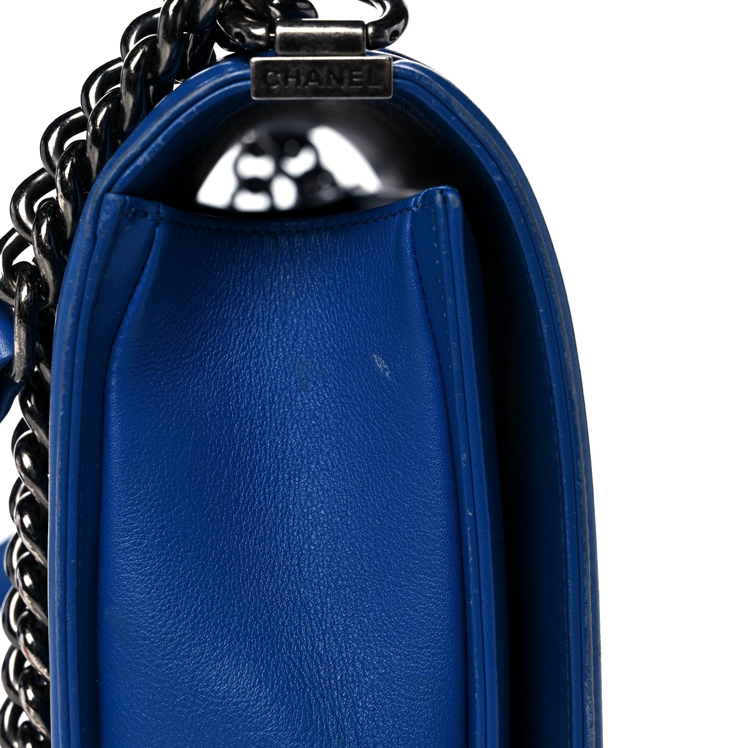 Chanel Calfskin Chevron Quilted New Medium Boy Flap Bright Blue 14 of 24