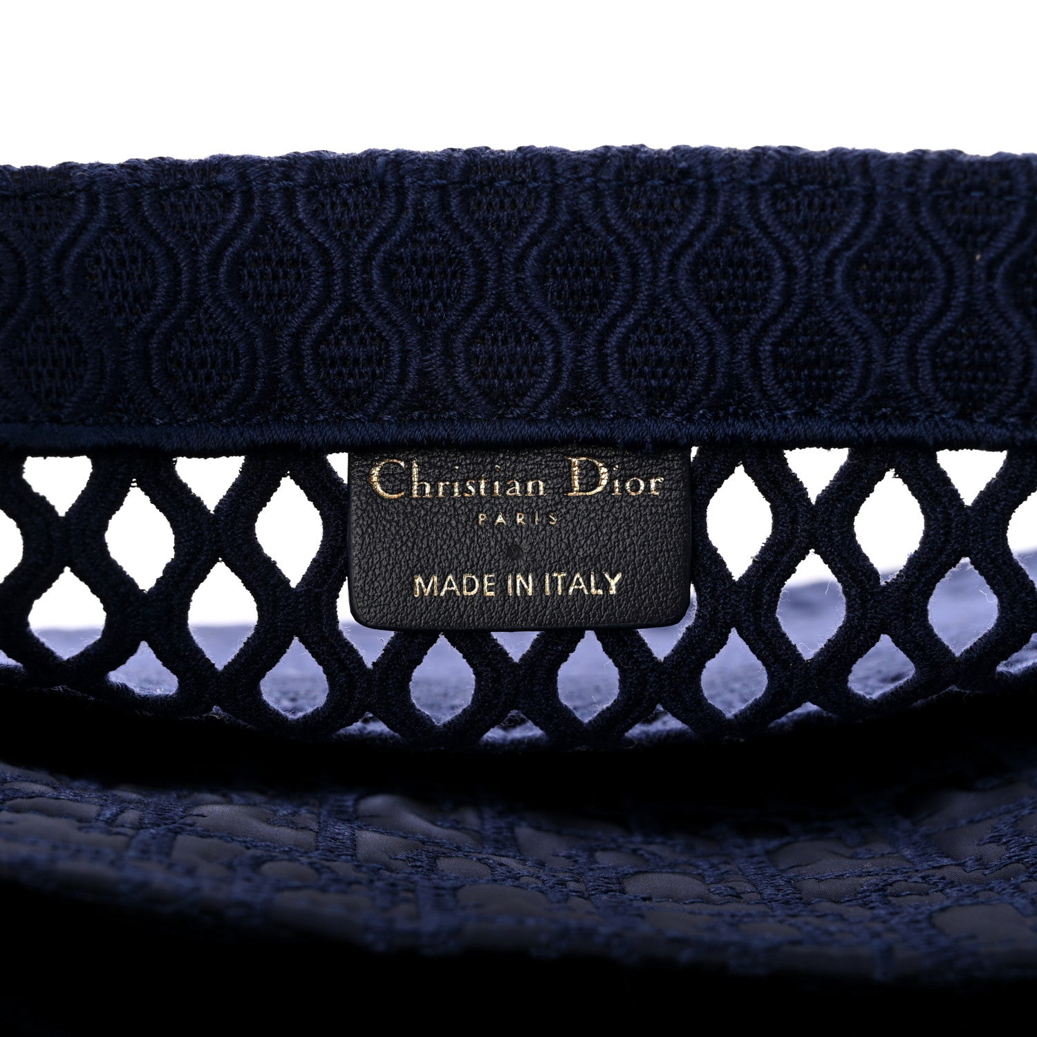 Christian Dior Mesh Embroidered Medium Book Tote Navy Blue 6 of 10