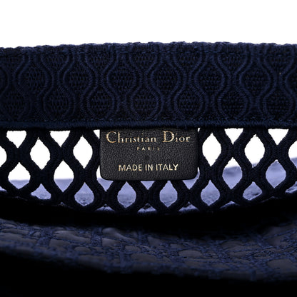 Christian Dior Mesh Embroidered Medium Book Tote Navy Blue 6 of 10