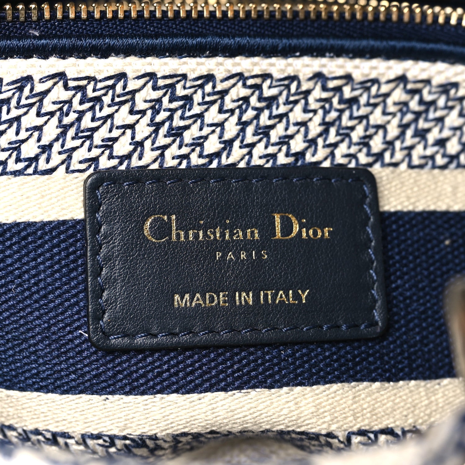 Christian Dior Canvas Toile De Jouy Embroidered Medium Lady D-Lite Navy 6 of 10