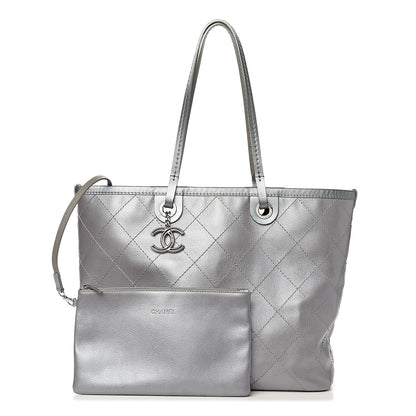 Chanel Metallic Grained Calfskin Shopping Fever Tote Silver 1 of 9
