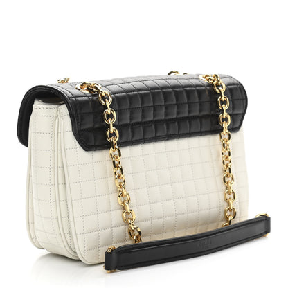 Celine Calfskin Quilted Medium C Bag Black White 3 of 12