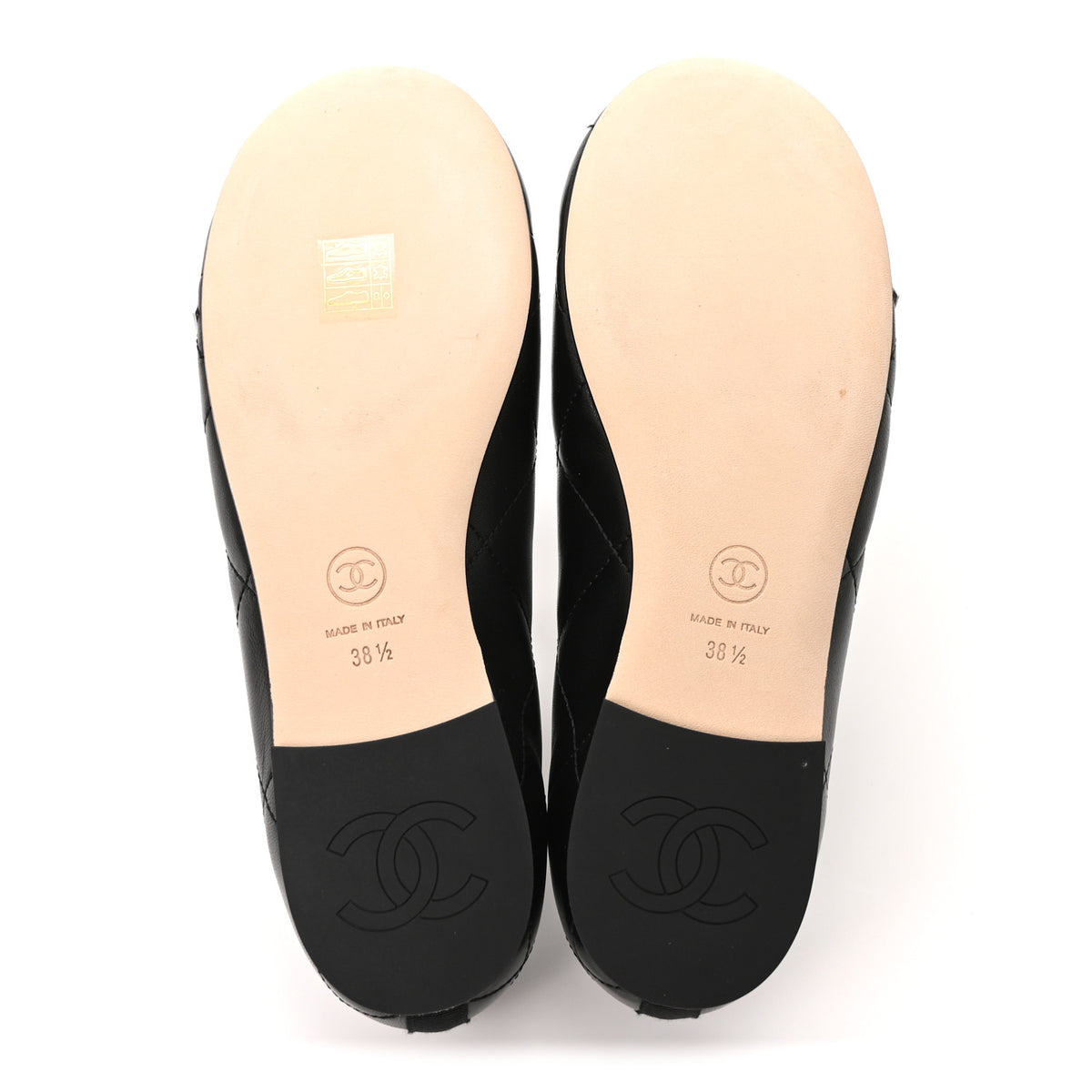 Chanel Lambskin Quilted CC Cambon Ballet Flats 38.5 Black White 6 of 10