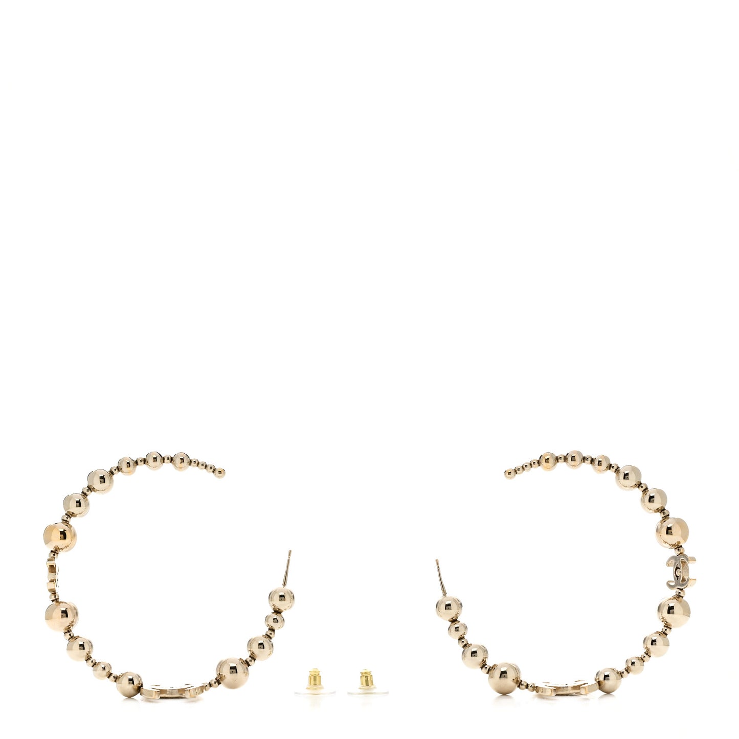 Metal Bead CC Hoop Earrings Gold