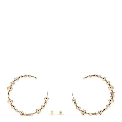 Chanel Metal Bead CC Hoop Earrings Gold 3 of 5