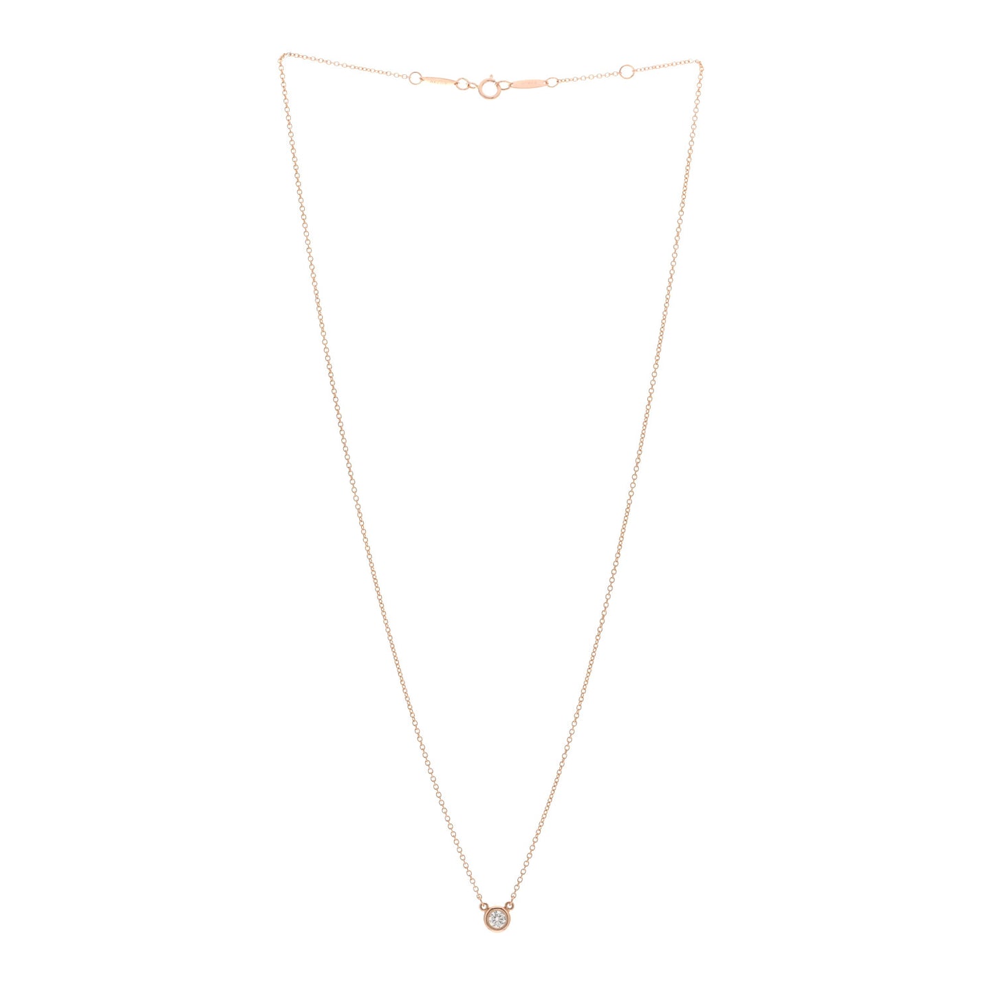 18K Rose Gold Diamond .17ct Elsa Peretti Diamonds by the Yard Pendant Necklace