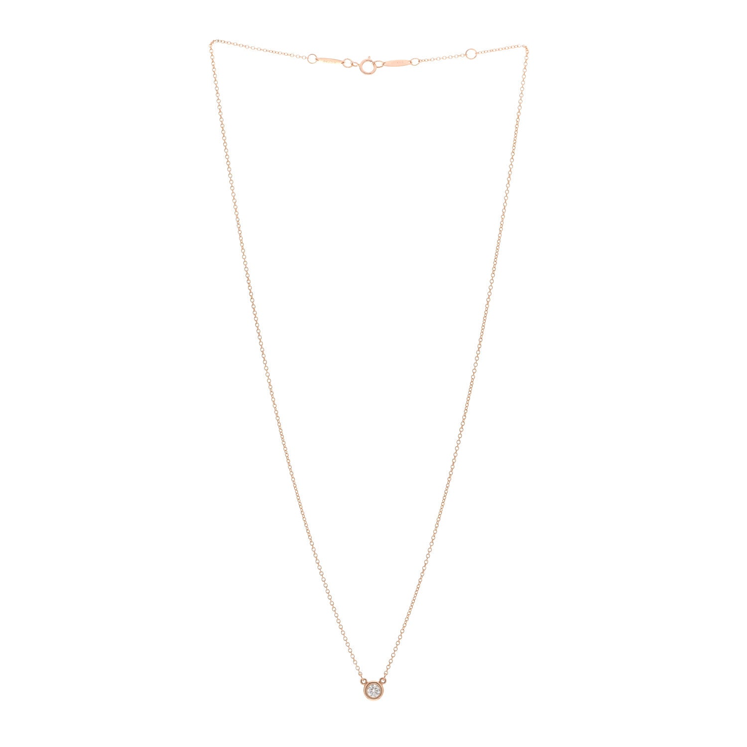 Tiffany 18K Rose Gold Diamond .17ct Elsa Peretti Diamonds by the Yard Pendant Necklace 3 of 5