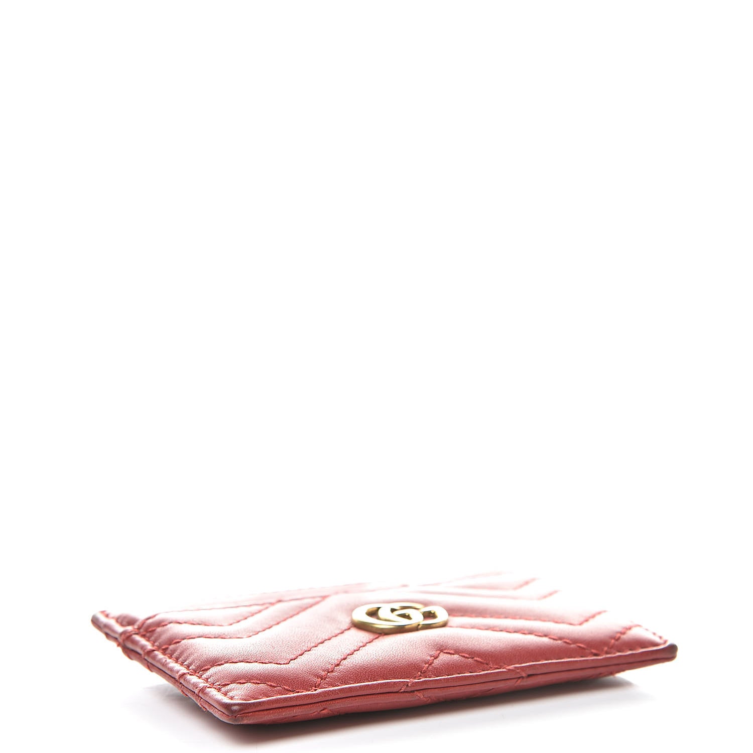 Gucci Calfskin Matelasse GG Marmont Card Holder Hibiscus Red 4 of 11