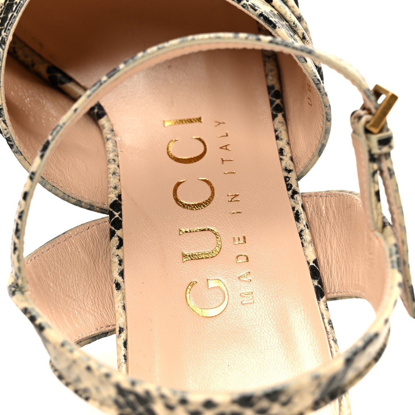 Calfskin Python Print Keyla Platform Slingback Sandals 37.5 Beige Avana