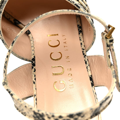 Gucci Calfskin Python Print Keyla Platform Slingback Sandals 37.5 Beige Avana 7 of 9
