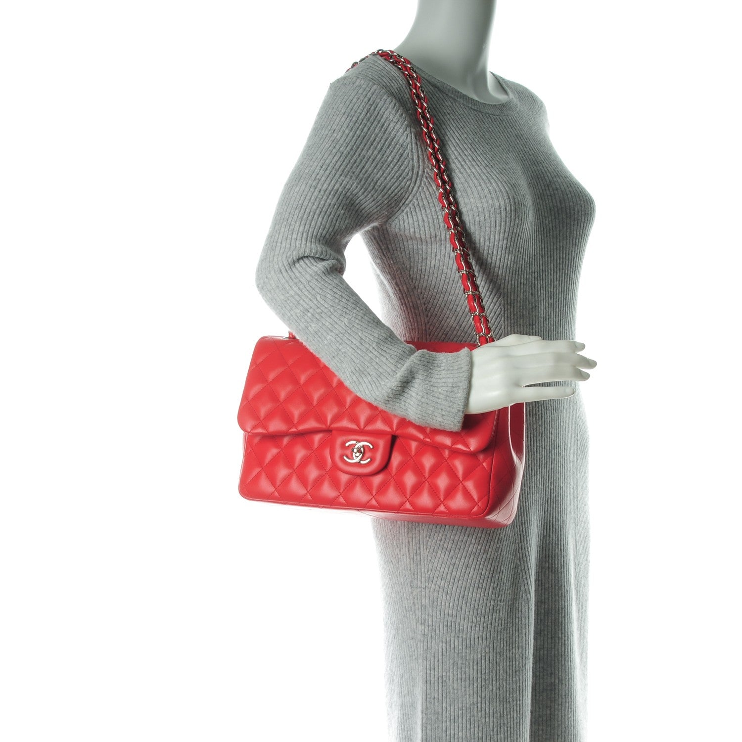 Chanel Lambskin Quilted Jumbo Double Flap Red 2 of 8