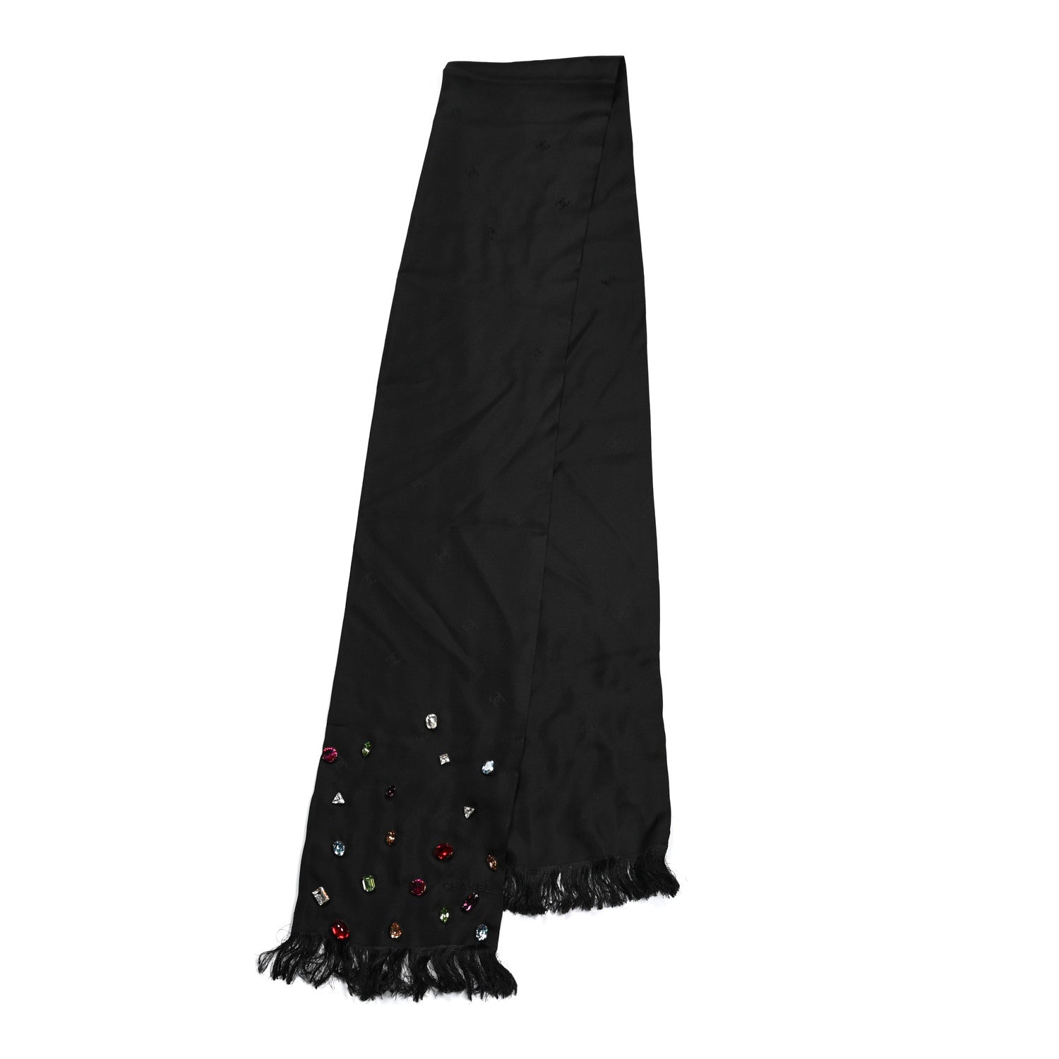 Chanel Silk Crystal Scarf Black 2 of 4