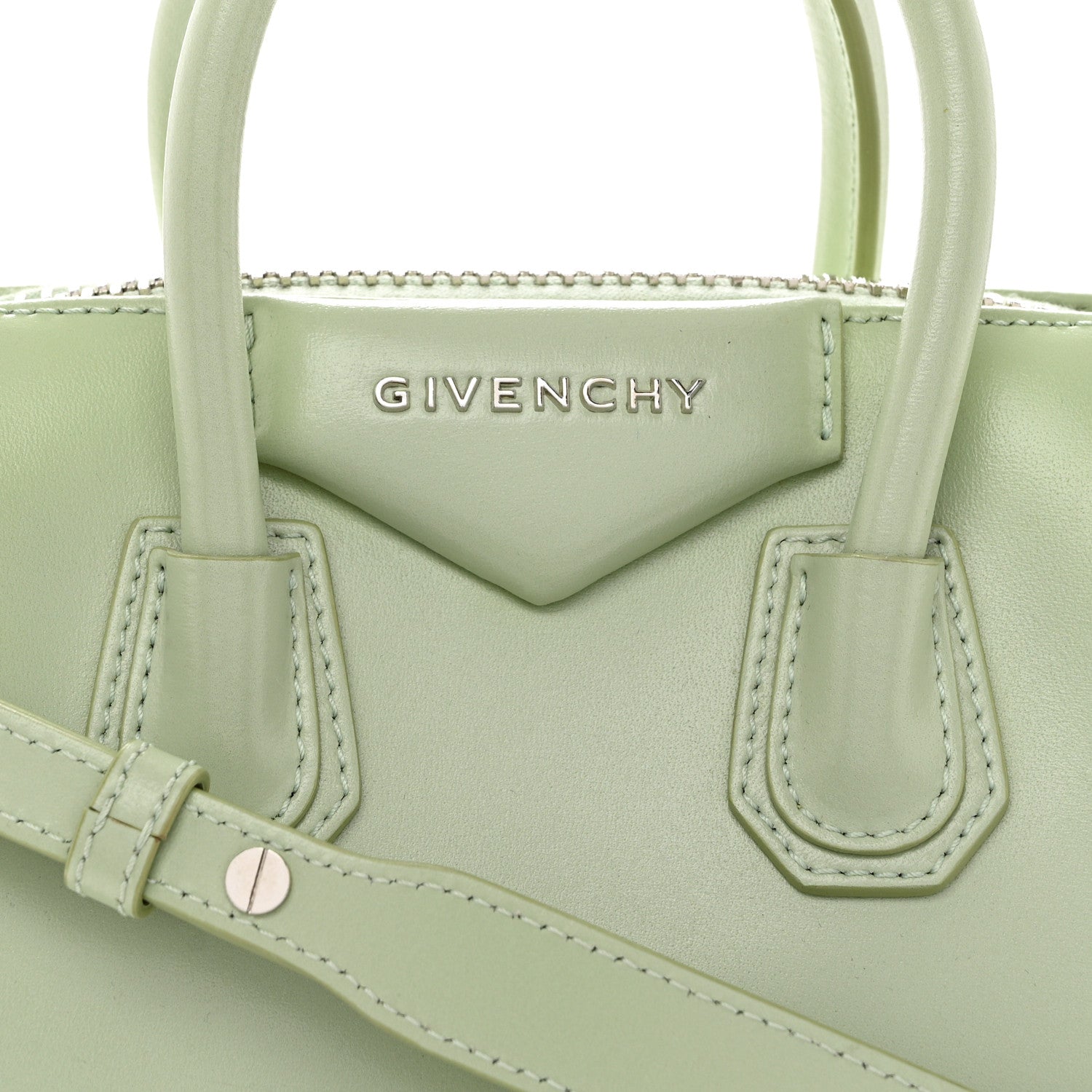 Givenchy Shiny Lord Calfskin Mini Antigona Aqua Green 8 of 13