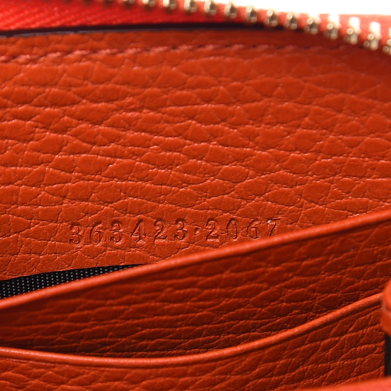 Gucci Monogram Dollar Calfskin Zip Around Wallet Beige Ebony Sun Orange 7 of 10